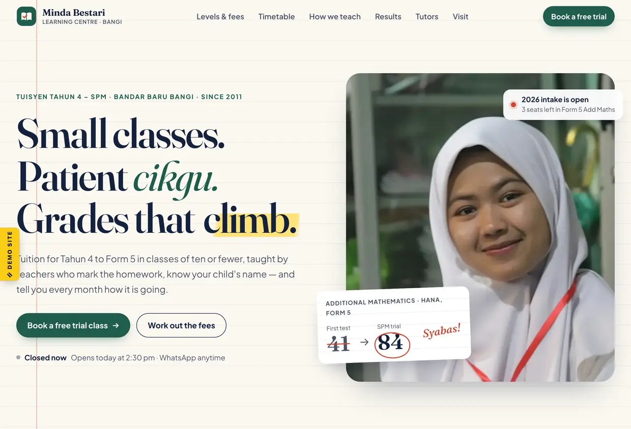 Minda Bestari Learning Centre — Tuition centre